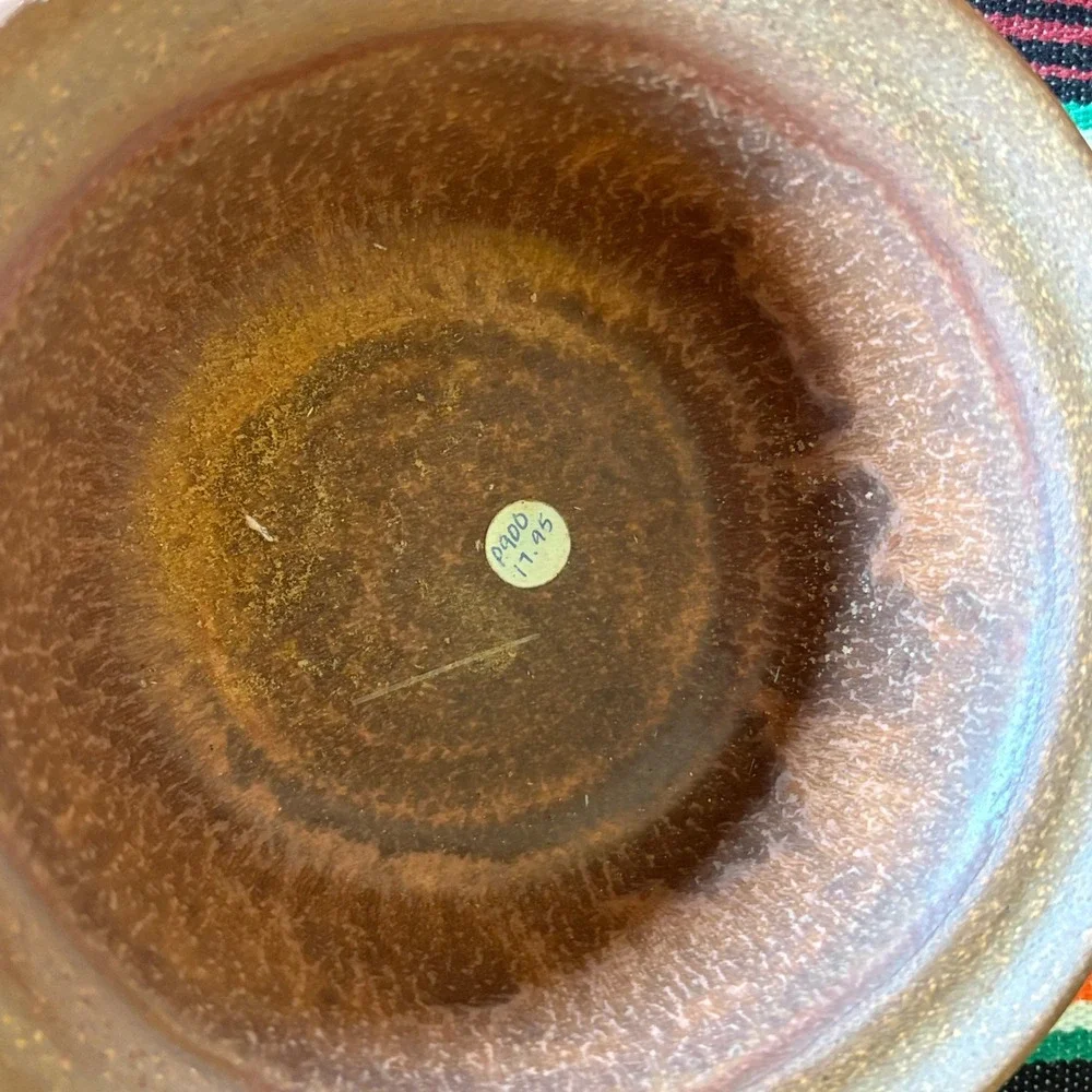 Vintage Studio Pottery Lidded Bowls Set of 2 Earth Tone Speckled Stoneware 5.5